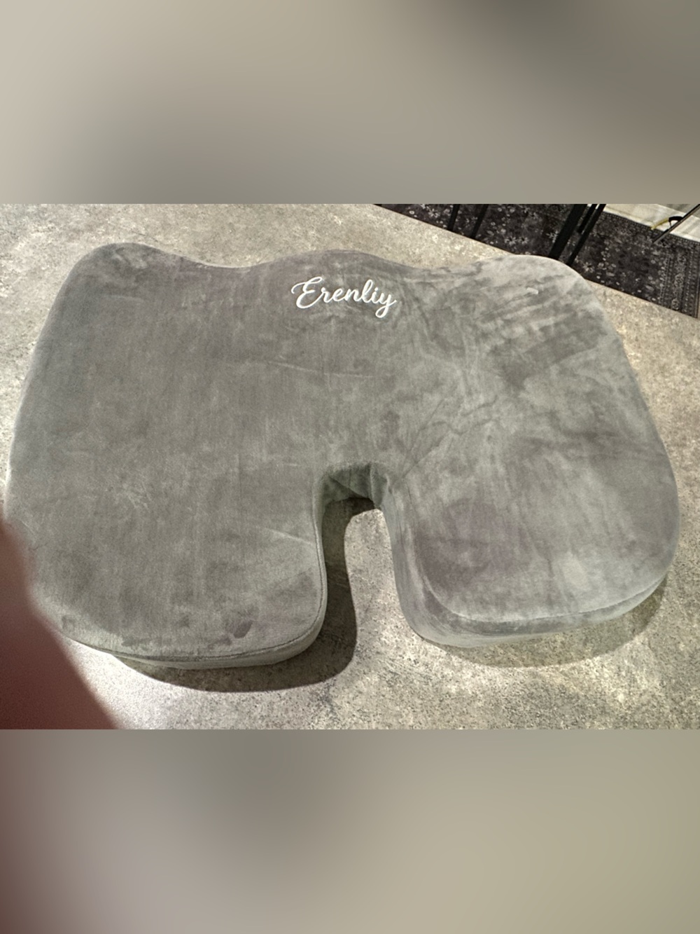 Gray Plush Ergonomic Seat Cushion